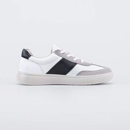 732403-11 Серые кожаные кеды-полуботинки для мальчики серый + белый фото №2