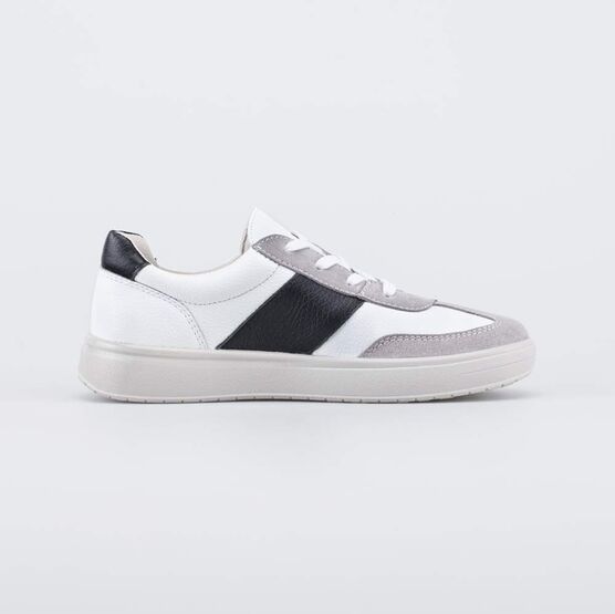 732403-11 Серые кожаные кеды-полуботинки для мальчики серый + белый фото №2