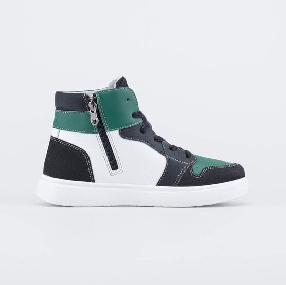 752252-22 Ботинки-кеды для мальчика для мальчики черный + зеленый фото №2