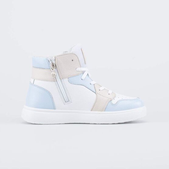 752253-22 Ботинки-кеды для девочки для девочки бежевый + голубой фото №2