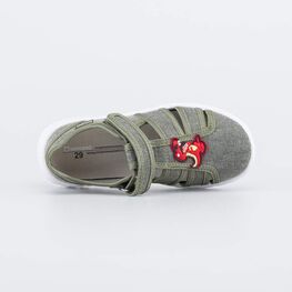 421115-13 Текстильные сандалии для мальчика Веселый динозаврик для мальчики оливковый фото №4