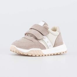 144262-15 Кроссовки с липучками Три звезды для девочки бежевый