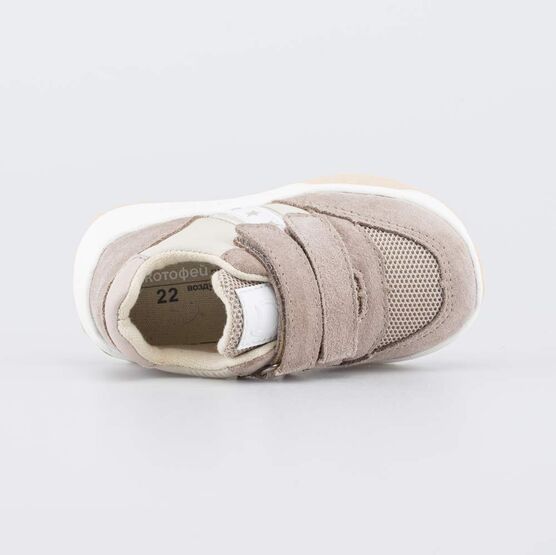 144262-15 Кроссовки с липучками Три звезды для девочки бежевый фото №4