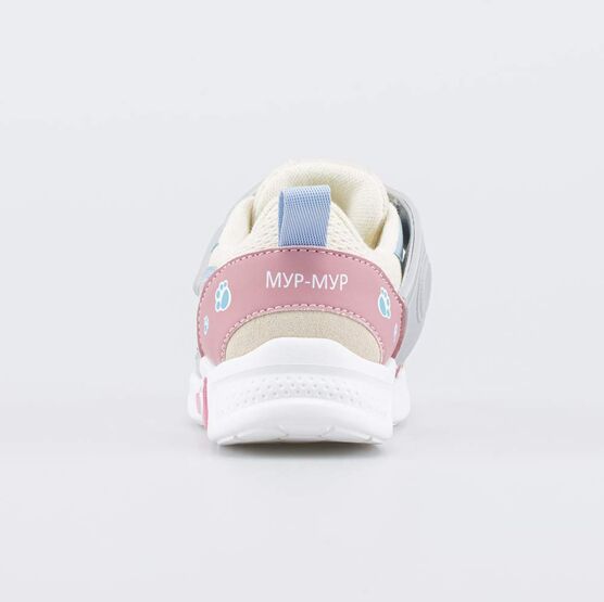 144278-11 Кроссовки со звуком и LED Миу-Миу для девочки бежевый + розовый фото №5