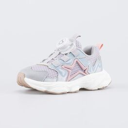 144279-11 Кроссовки с системой быстрой шнуровки Звезда для девочки голубой + розовый