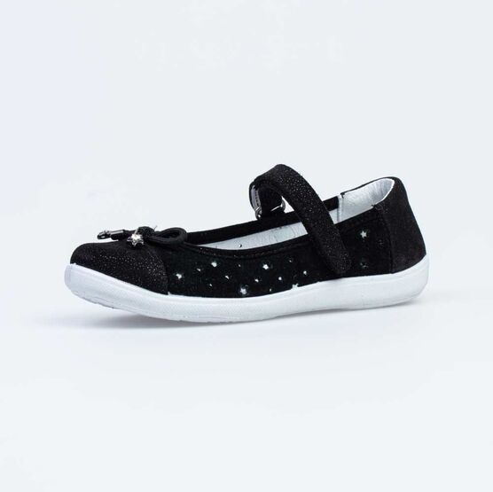 632326-21 Чёрные туфли-балетки Звездная ночь для девочки черный