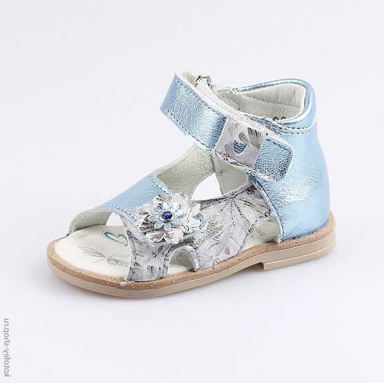 022103-22 Босоножки для девочки кожаные для девочки голубой