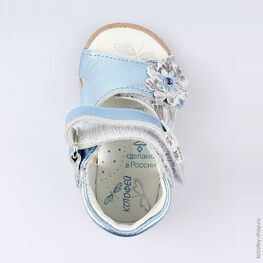 022103-22 Босоножки для девочки кожаные для девочки голубой фото №4