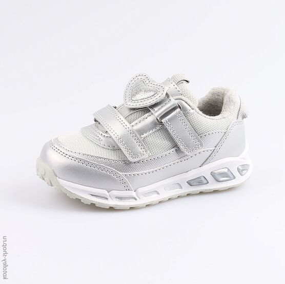 344211-73 Кроссовки с LED-подсветкой на подошве для девочки серебрист.