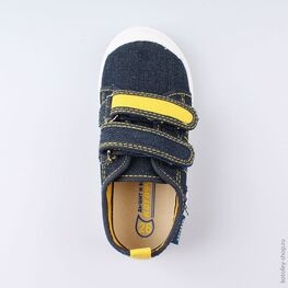331116-11 Хлопковые кеды на липучках для мальчики син-жел фото №4