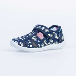 421033-12 Босоножки текстильные для девочки син-роз