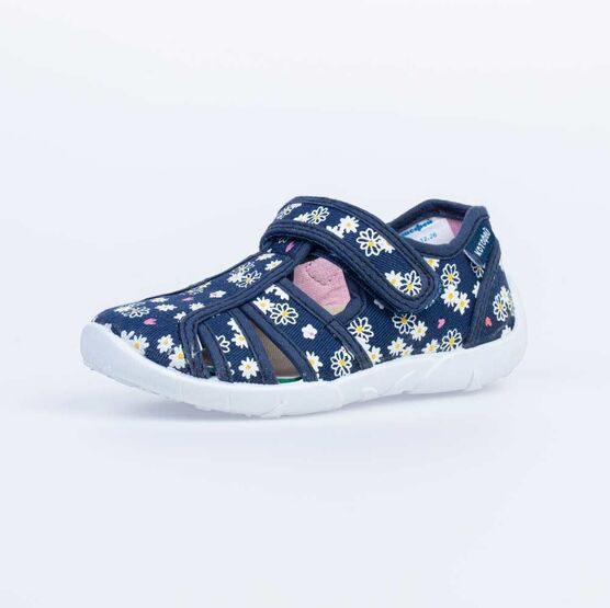 421033-12 Босоножки текстильные для девочки син-роз