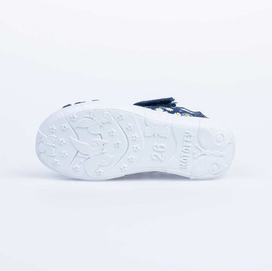 421033-12 Босоножки текстильные для девочки син-роз фото №3