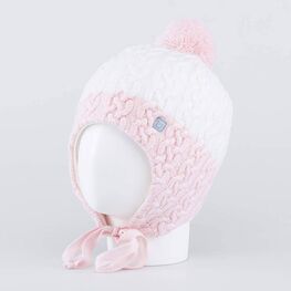 07811383-41 Зимняя шапка для девочки на завязках для девочки белый