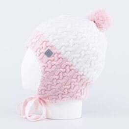 07811383-41 Зимняя шапка для девочки на завязках для девочки белый фото №2