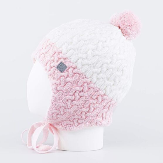 07811383-41 Зимняя шапка для девочки на завязках для девочки белый фото №2