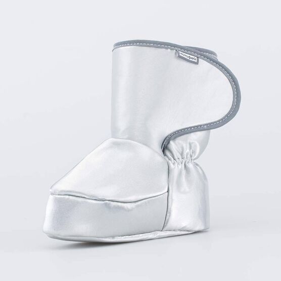 001107-41 Теплые меховые пинетки для девочки серебристый