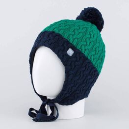 07711385-40 Зимняя шапка для мальчика на завязках для мальчики зеленый