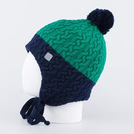 07711385-40 Зимняя шапка для мальчика на завязках для мальчики зеленый фото №2