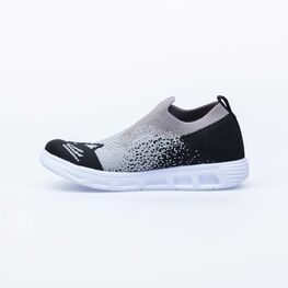 441005-12 Кроссовки с LED-подсветкой на подошве для девочки серый-черный фото №3