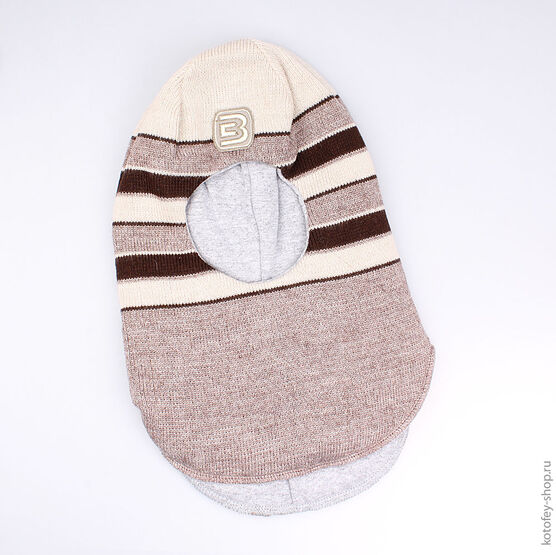 07711087-10 Шлем-капор зимний коричневый для мальчики коричневый