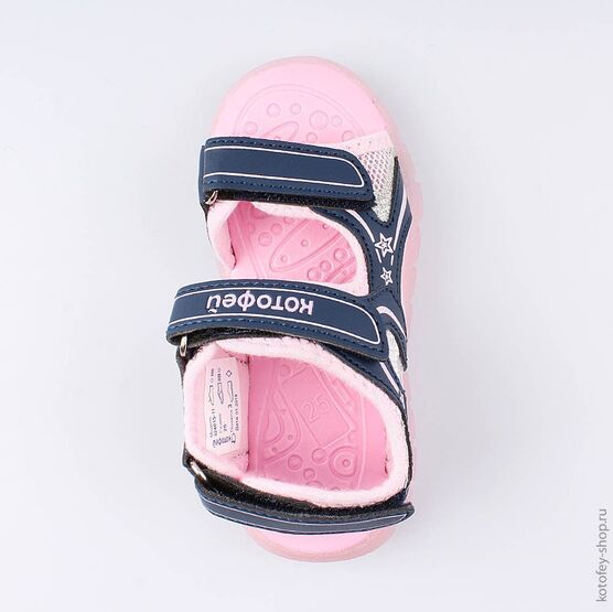 324015-11 Пляжная обувь с LED-подсветкой для девочки син-роз фото №4
