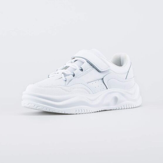 644491-71 Белые кожаные кроссовки на липучке для девочки белый