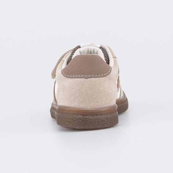 134028-12 Кеды-полуботинки кожаные для детей для мальчики бежевый,коричневый фото №5