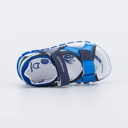 524105-21 Сандалии на липучках Мотогонщик для мальчики синий + голубой фото №4