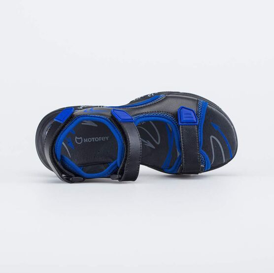 524106-21 Сандалии на липучках для мальчика для мальчики черный + синий фото №4
