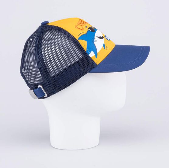 07711775-40 Кепка-бейсболка с сеткой для мальчика Акула для мальчики синий + оранжевый фото №2