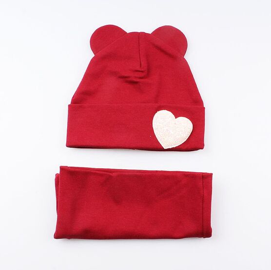 07811204-40 Комплект детский шапка+снуд двухслойный красный для девочки разноцветный