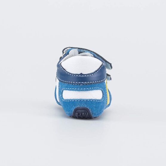 002004-23 Кожаные пинетки-кроссовки для мальчика для мальчики син-бел фото №5