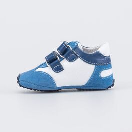 002004-23 Кожаные пинетки-кроссовки для мальчика для мальчики син-бел фото №2