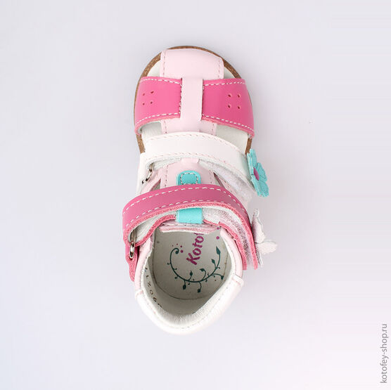 022072-22 Туфли летние для девочки фук-роз-бел фото №4