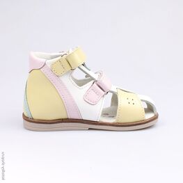 022072-23 Туфли летние для девочки жел-бел-роз фото №2