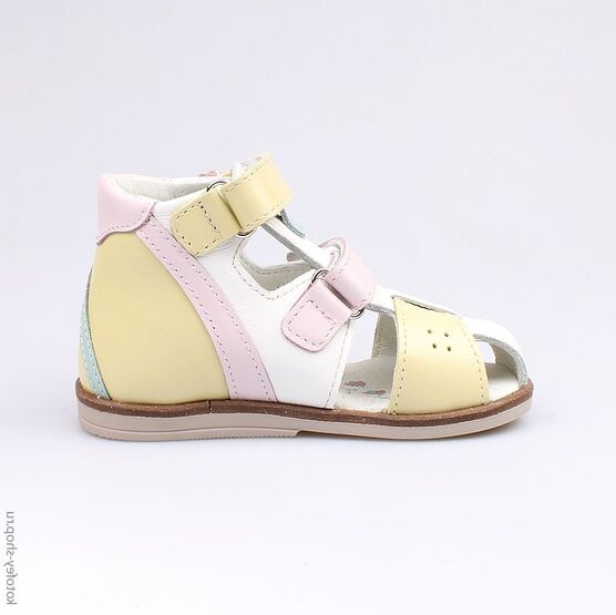 022072-23 Туфли летние для девочки жел-бел-роз фото №2
