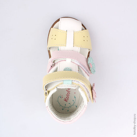 022072-23 Туфли летние для девочки жел-бел-роз фото №4