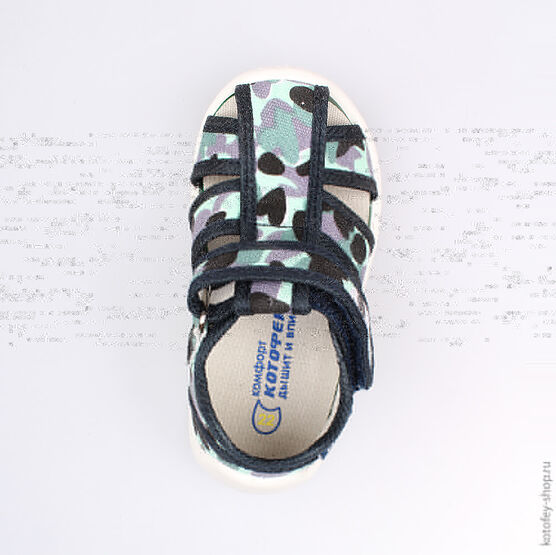 121036-14 Сандалии текстильные для мальчики светло-синий фото №4