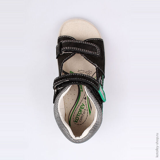 122070-26 Сандалии летние для мальчики сер-зел фото №4