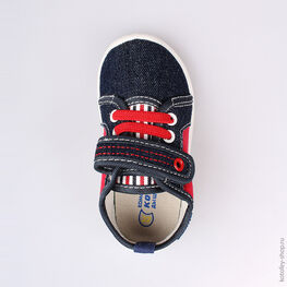 131102-11 Текстильная обувь для мальчики син-кра фото №4