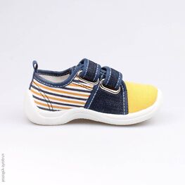 131103-11 Текстильная обувь для мальчики син-жел фото №2