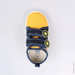 131103-11 Текстильная обувь для мальчики син-жел фото №4