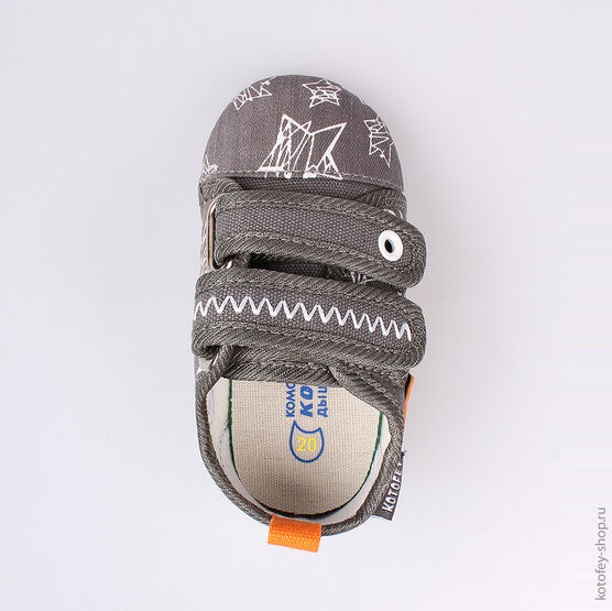 131110-12 Текстильная обувь для мальчики сер-ора фото №4