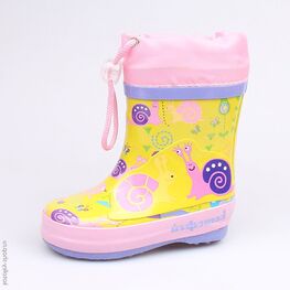 166068-11 Резиновые сапоги для девочки жел-роз
