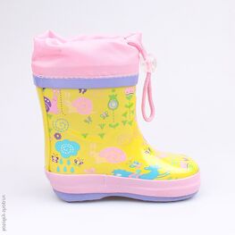 166068-11 Резиновые сапоги для девочки жел-роз фото №2