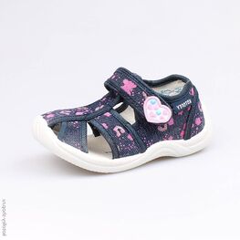 221009-15 Босоножки текстильные для девочки син-роз