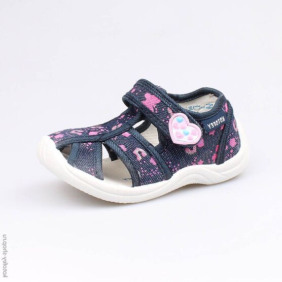 221009-15 Босоножки текстильные для девочки син-роз