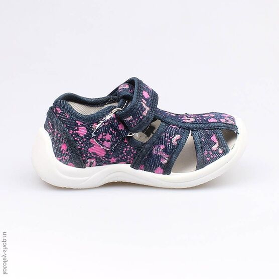 221009-15 Босоножки текстильные для девочки син-роз фото №2