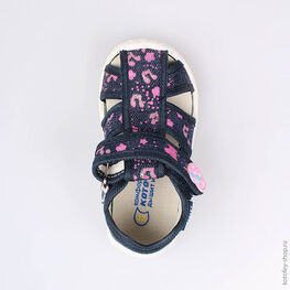 221009-15 Босоножки текстильные для девочки син-роз фото №4